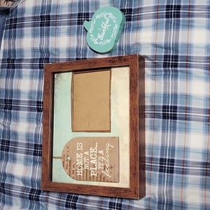 2 piece home decor lot picture frame wooden teal turquoise thankful pumpkin pic